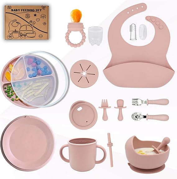 Baby Silicone Feeding Set 16PCS Baby Self Toddler Led Weaning Utensils Sets