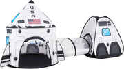 White Rocket Ship Pop up Play Tent with Tunnel and Playhouse