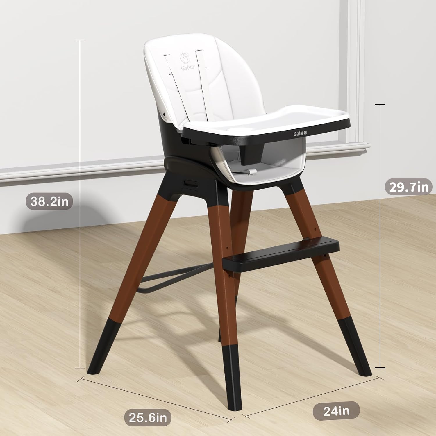 8-in-1 Convertible Wooden High Chair with Adjustable Tray