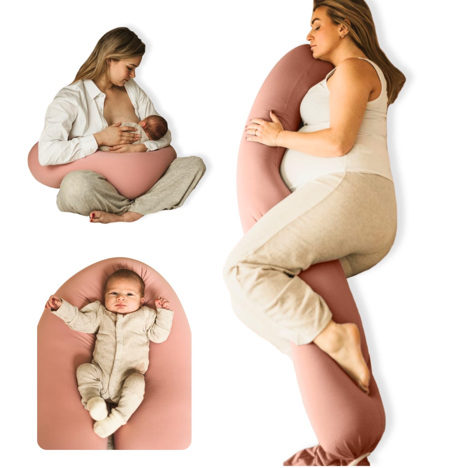 Pregnancy Pillow 5-in-1 【Cooling Cover, Adjustable Firmness】 Patented Lock Design