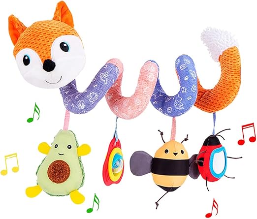 Car Seat Toys, Baby Plush Spiral Hanging Toys for Stroller Crib Bar Bassinet Car