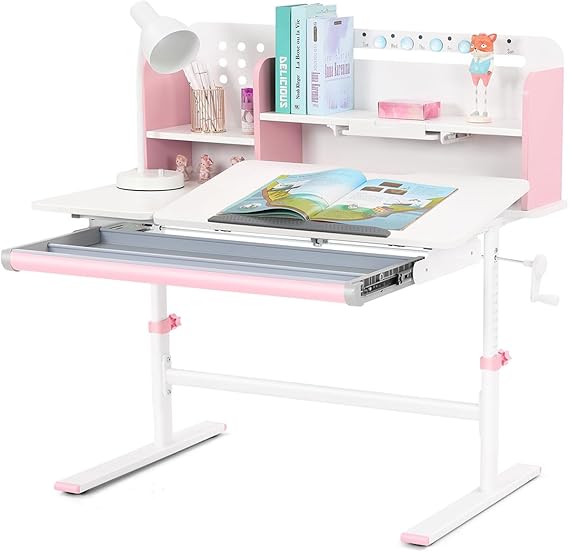 39in Wide Adjustable Height Kids Desk with Tilting Desktop