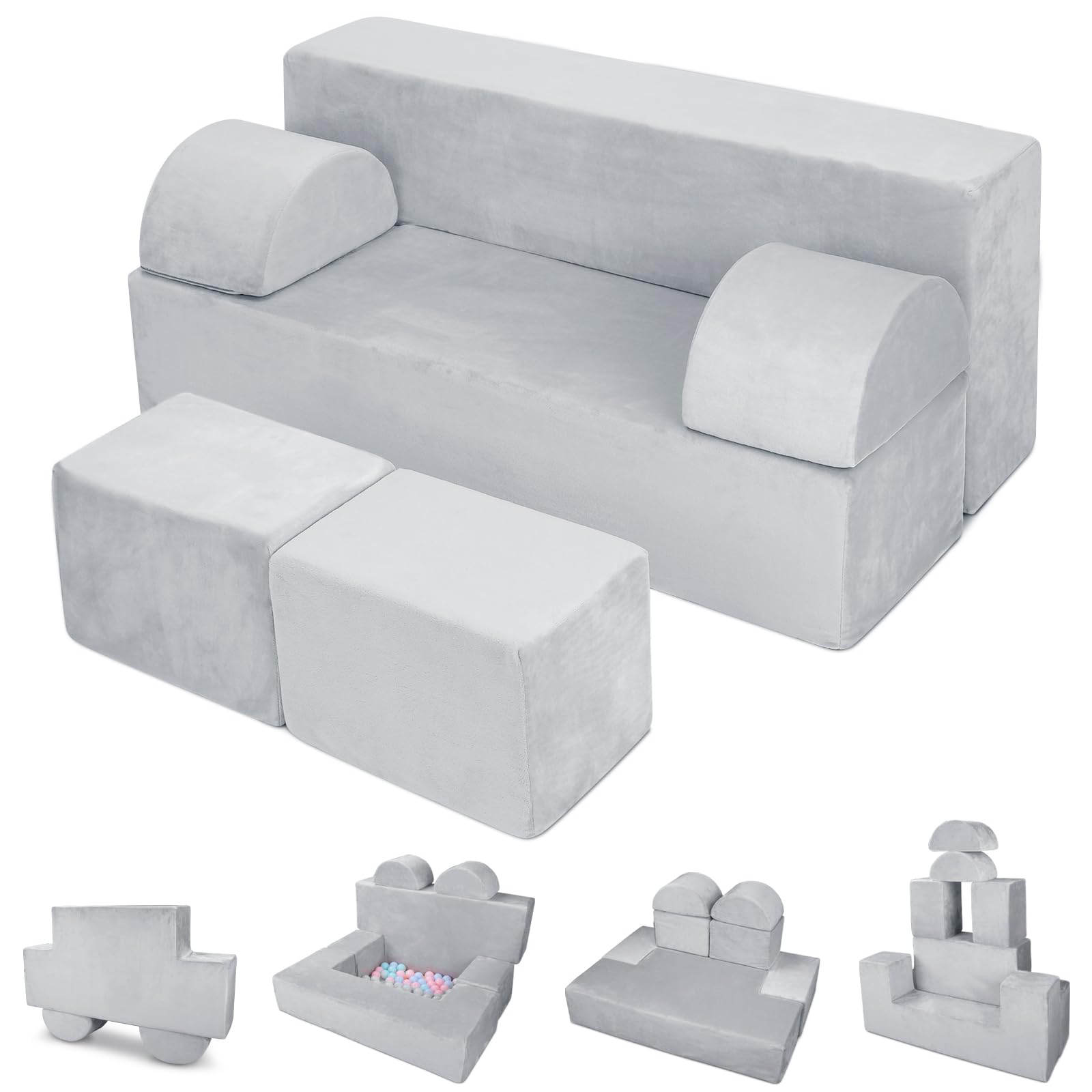 Toddler Couch - 2025 Upgraded 6ps Play Couch Sofa for Boys Girls