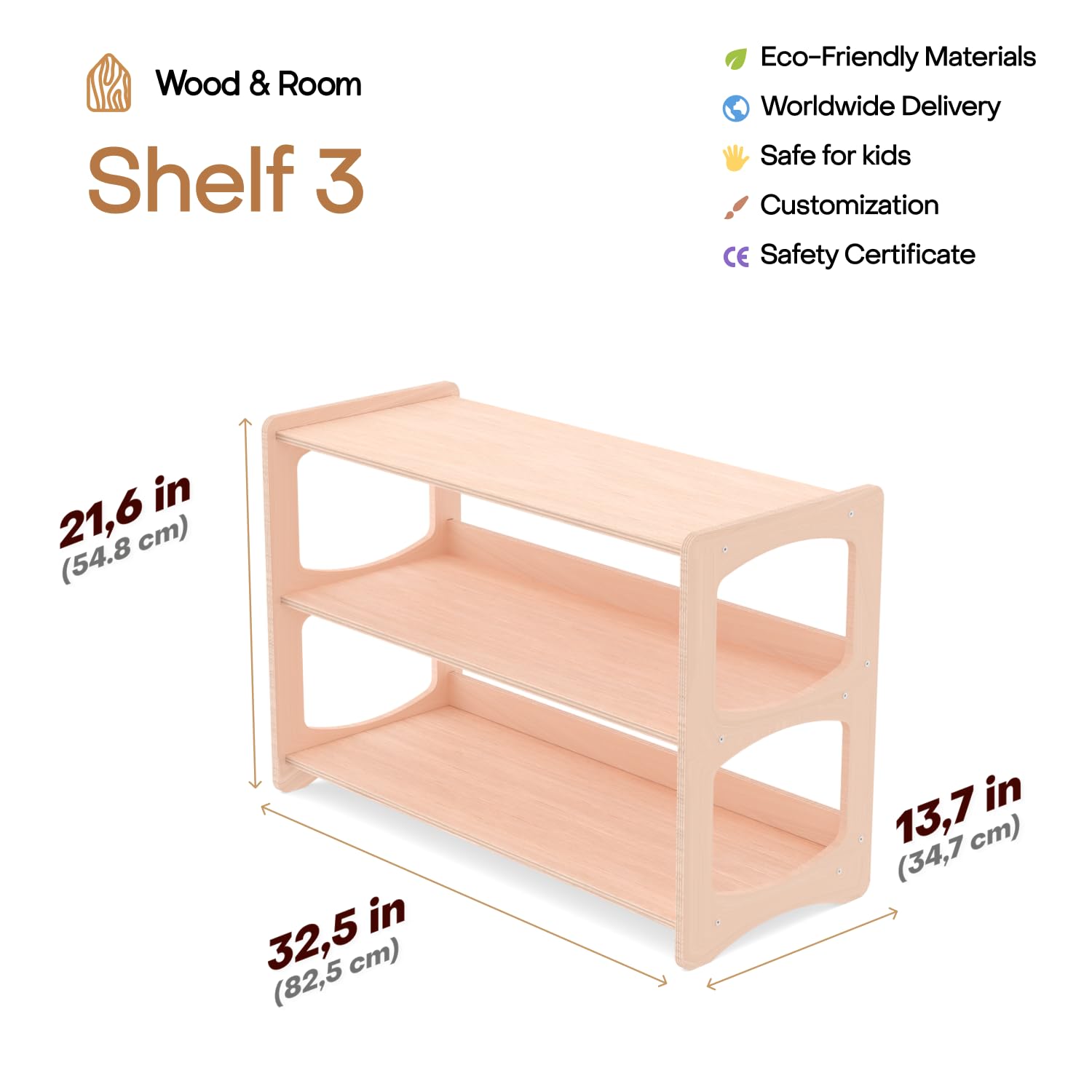 Montessori Bookshelf for Toddlers - Wooden Book and Toy Organizer