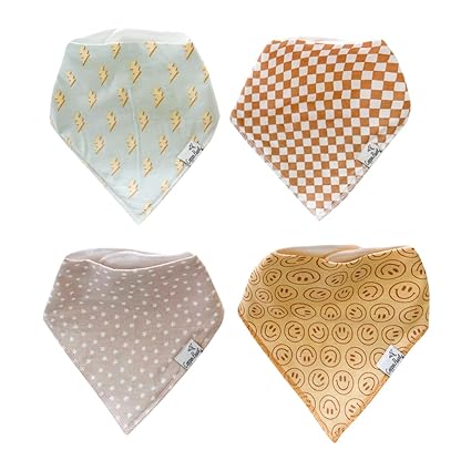 4 Pack Soft Cotton Baby Bibs for Drooling and Teething