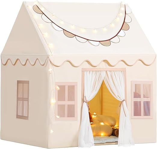 Princess Play Tent with Mat and Dual-Layer Curtain - Pink
