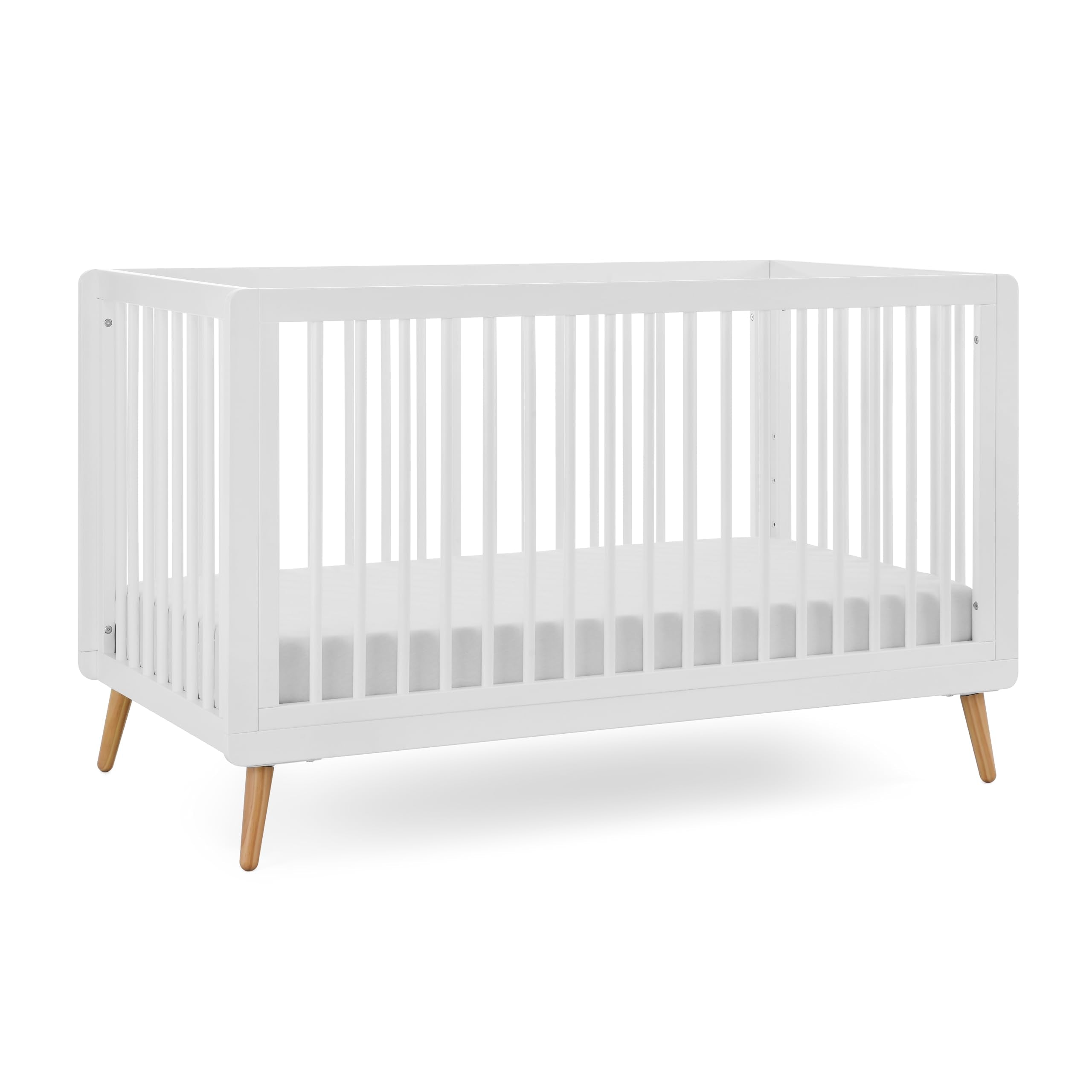 Tatum 3-in-1 Convertible Crib, White Finish, Solid Wood, Adjustable Mattress Height