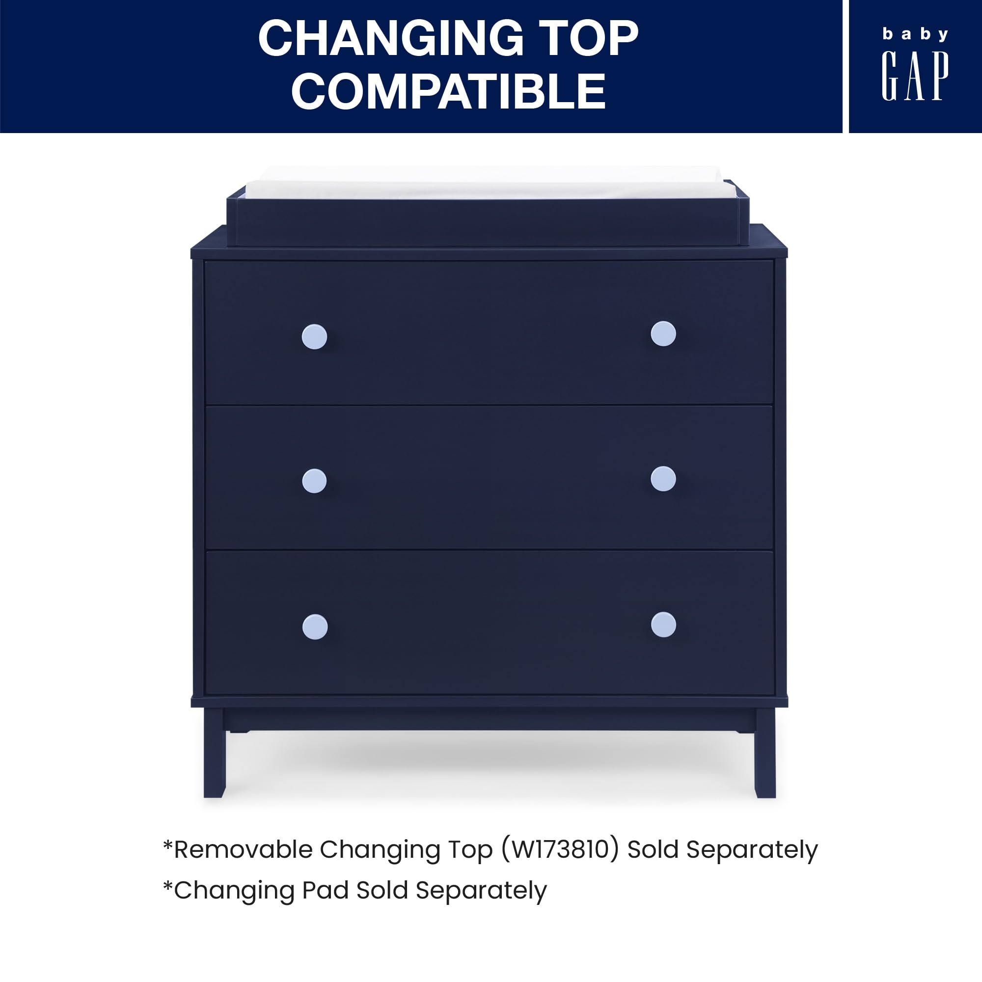 3 Drawer Dresser with Interlocking Drawers for Nursery