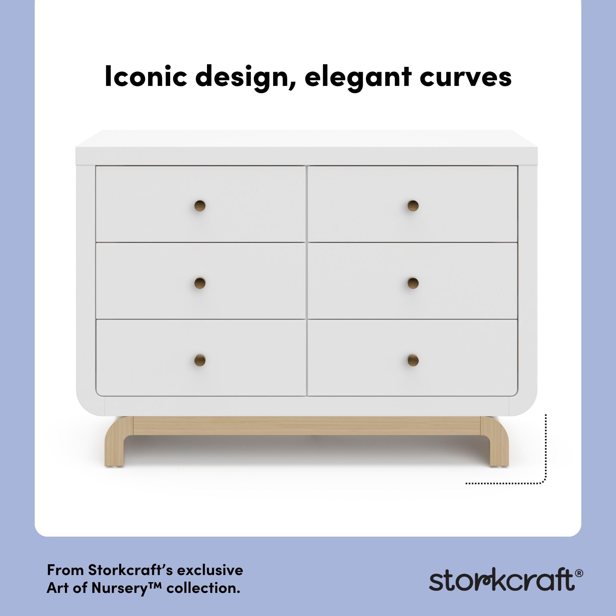 Santorini 6 Drawer Double Dresser White Driftwood