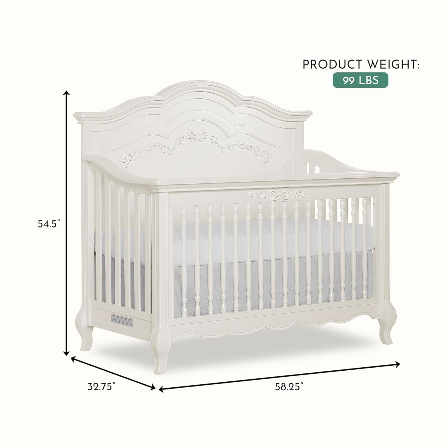5-in-1 Convertible Crib Nursery Bundle with Dresser and Mattress