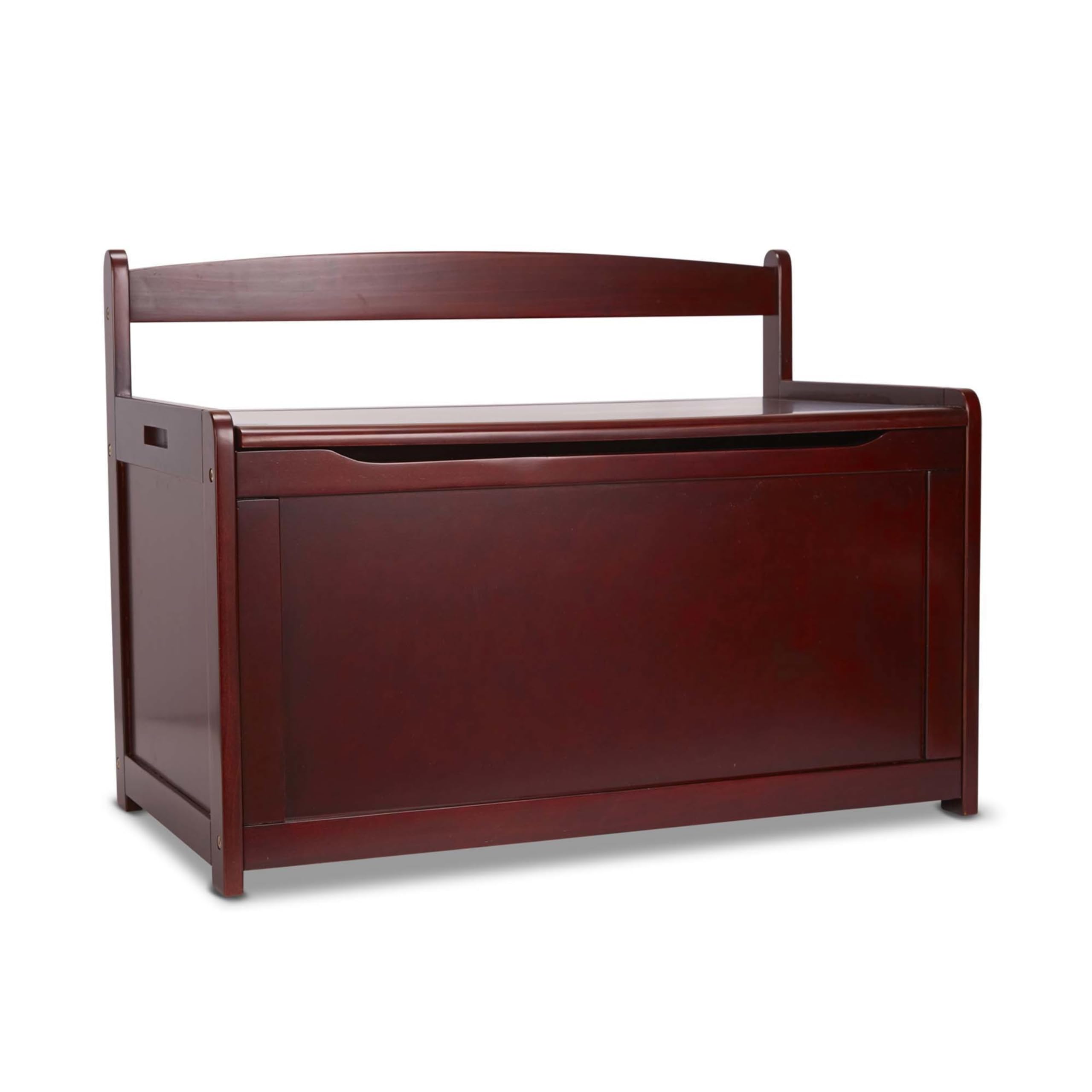 Wooden Toy Chest with Safety Hinged Lid - Espresso