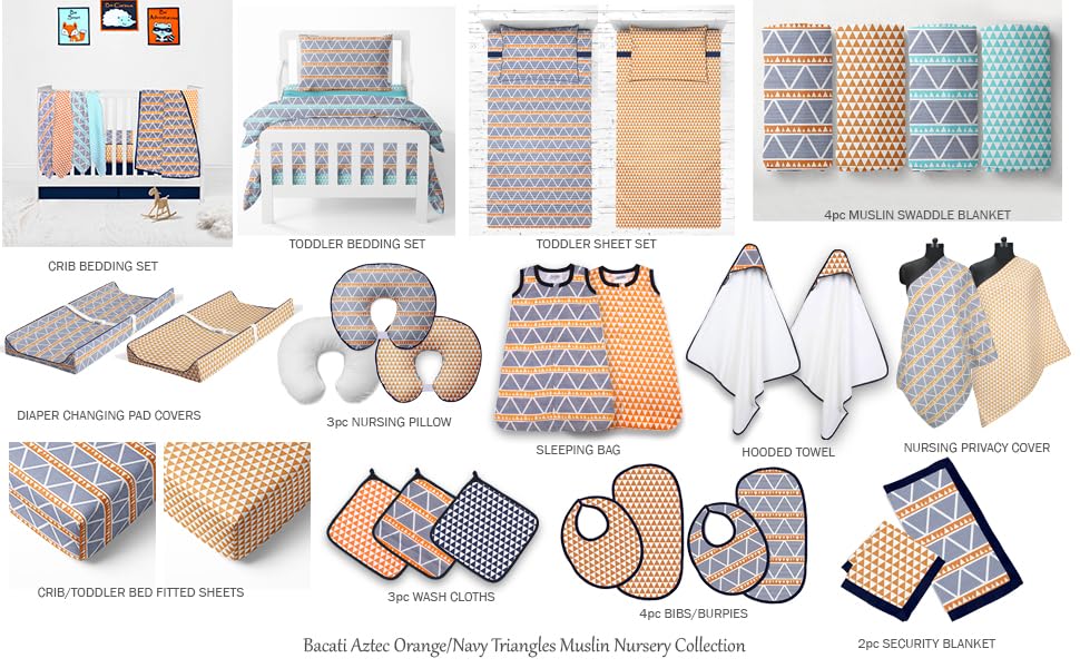 Cotton Muslin Nursery Crib Bedding Set 10 Piece with Swaddling Blankets