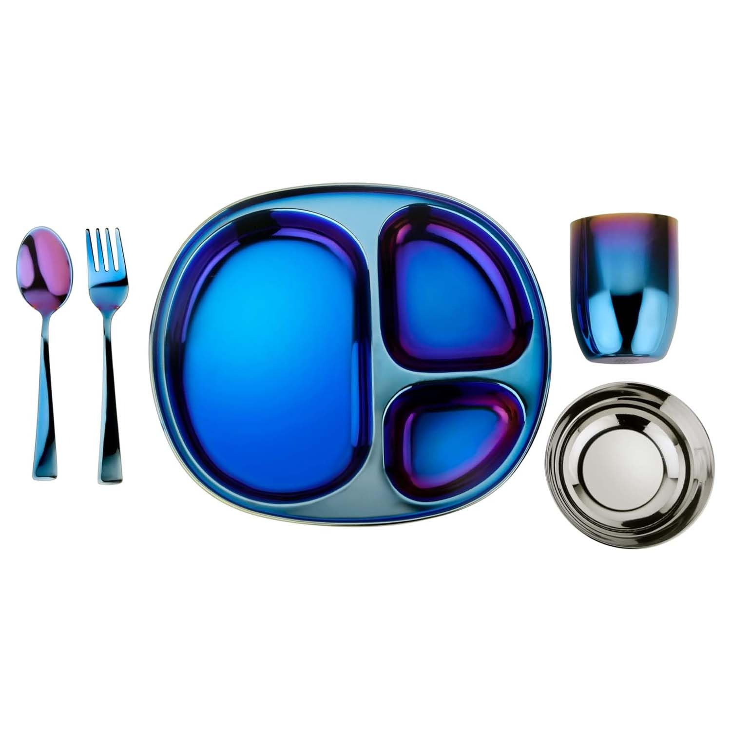 Stainless Steel Kids Dinnerware Set - 5 Piece Stainless Steel Toddler
