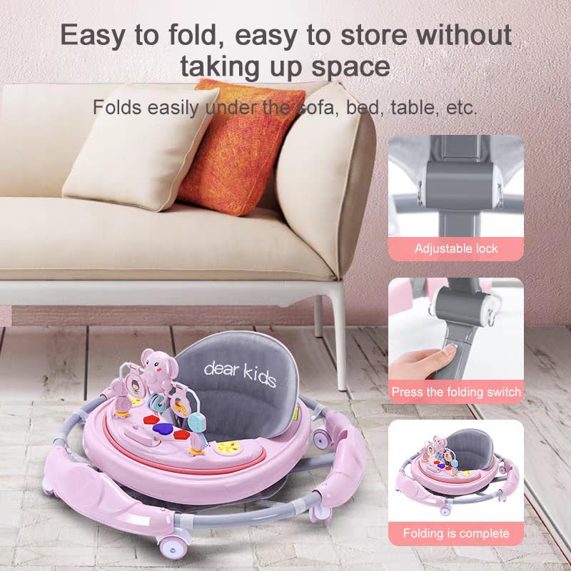 4-in-1 Folding Baby Walker with Music Toys