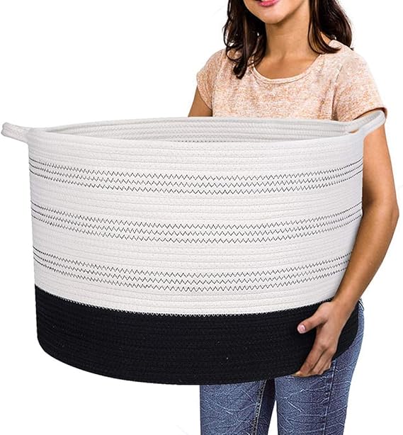 Extra Large Cotton Rope Basket 22" x 14" - Toy Basket for Kids -Blanket