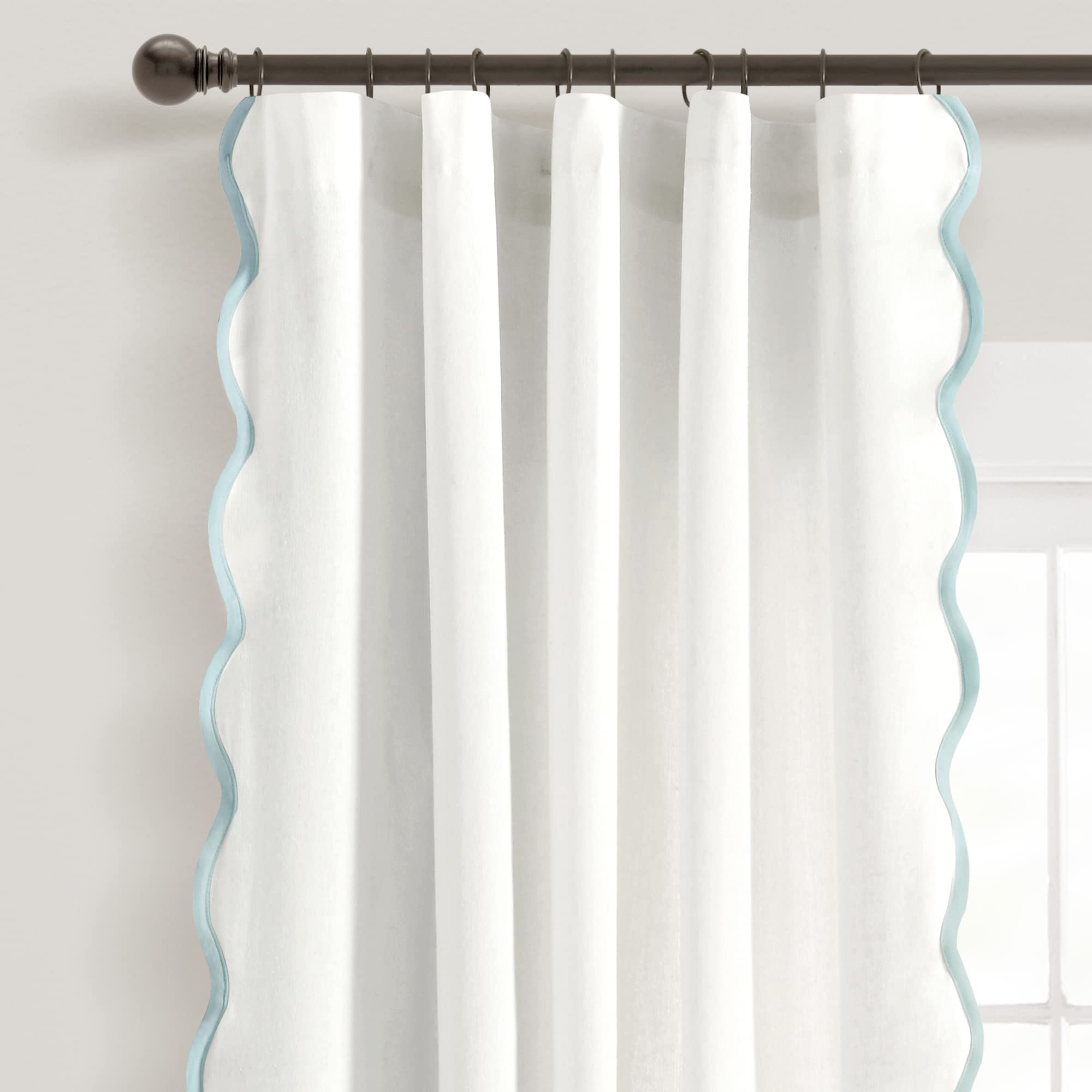 Coastal Chic Scalloped Edge Light Filtering Window Curtain Panels Pair