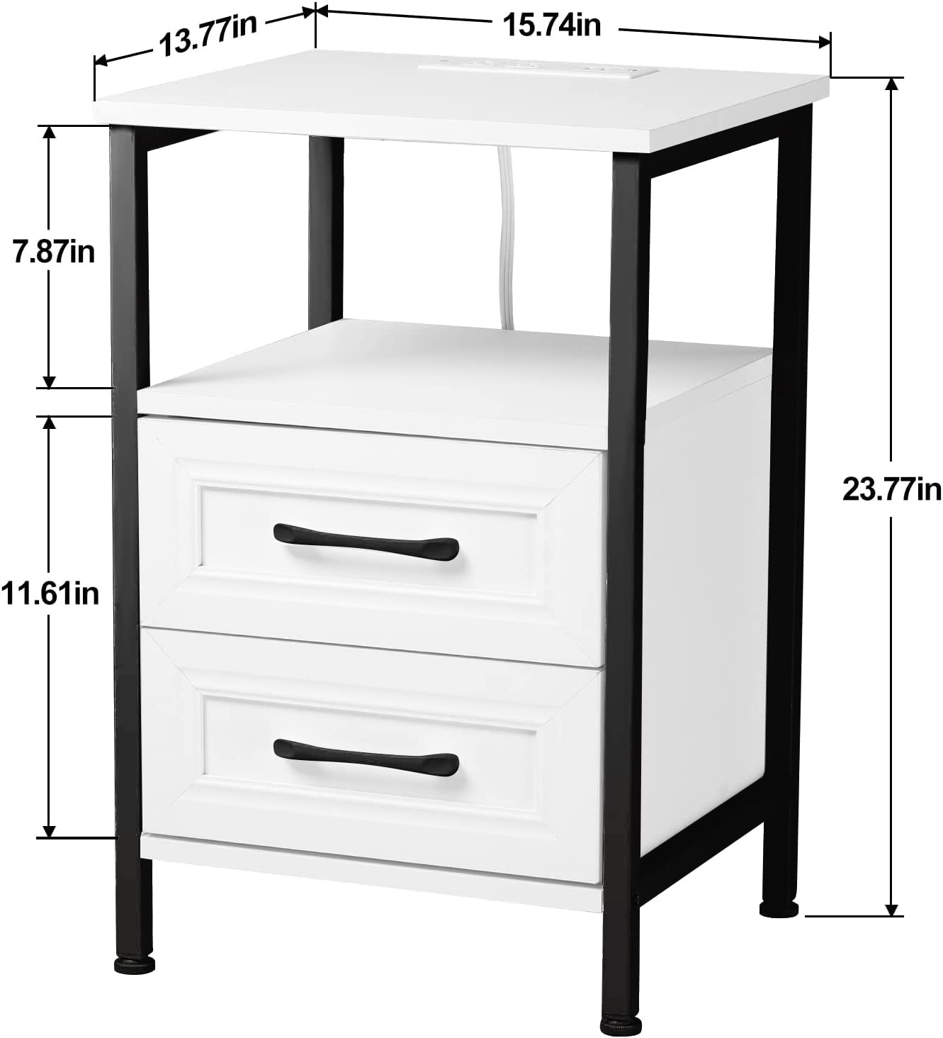 Nightstand with Charging Station and RGB Lights