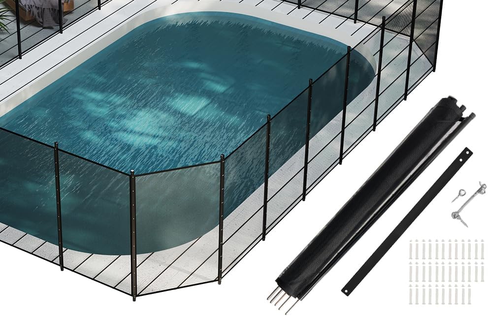 350GMS Teslin Mesh Pool Safety Fence, Stainless Steel Feet