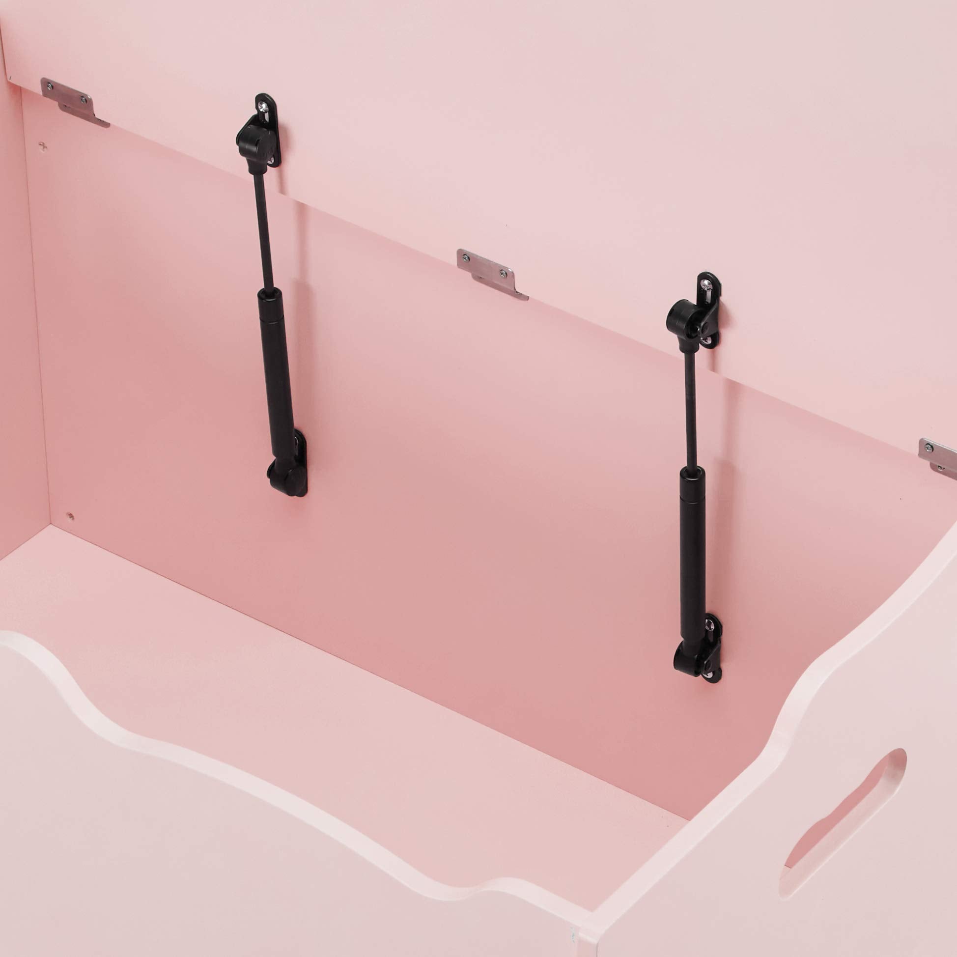 Wooden Toy Storage Chest with Safety Lid - Pink
