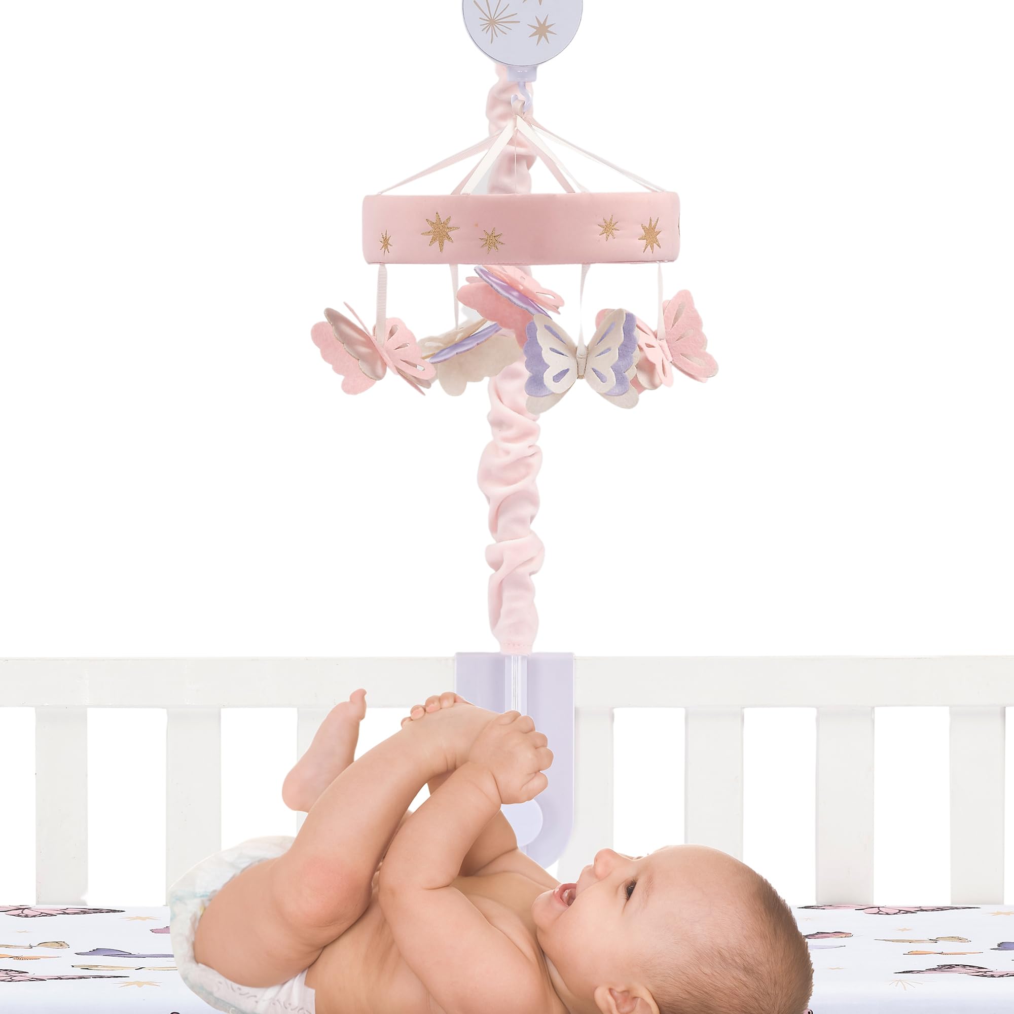 Butterfly Dreams Pink/Purple Musical Baby Crib Mobile Soother Toy