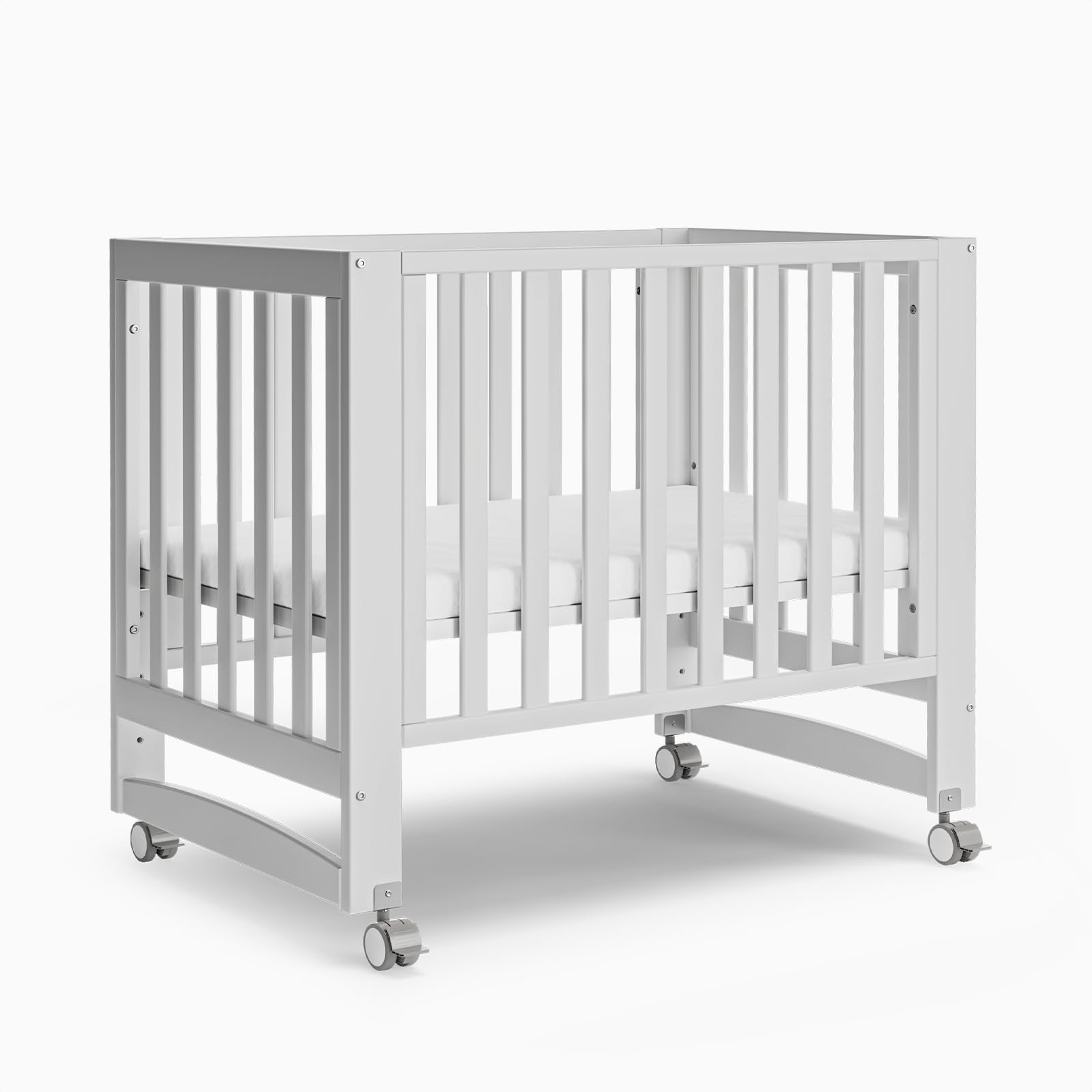 6-in-1 Convertible Baby Crib with Wheels