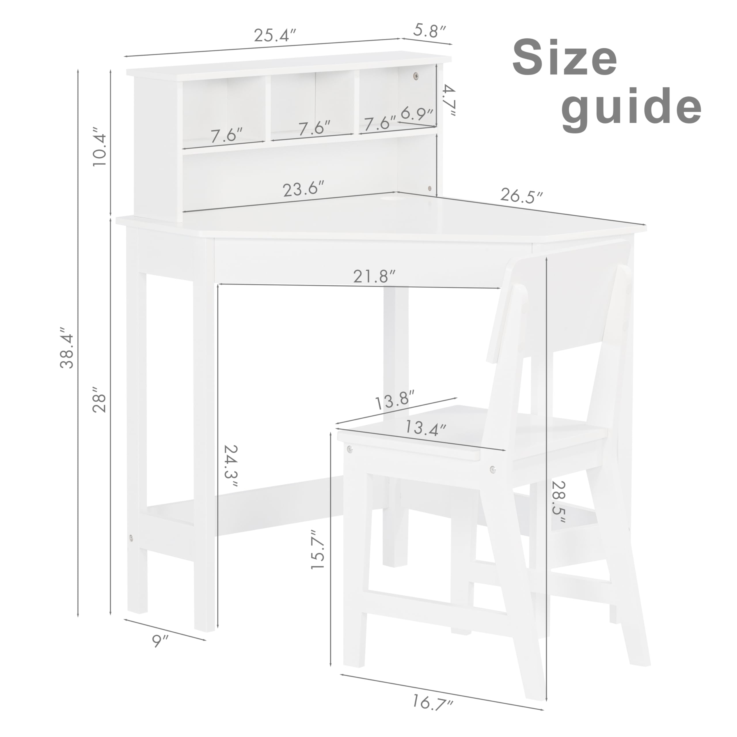Kids Corner Desk and Chair Set with Storage