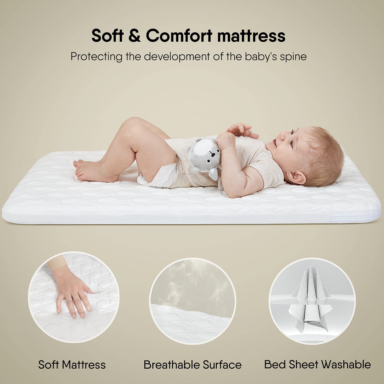 3-in-1 Adjustable Bedside Bassinet with Waterproof Mattress