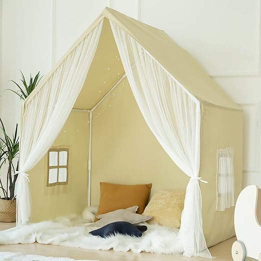 Tent with Padded Mat, Large Kids Tent Indoor Play Cottage