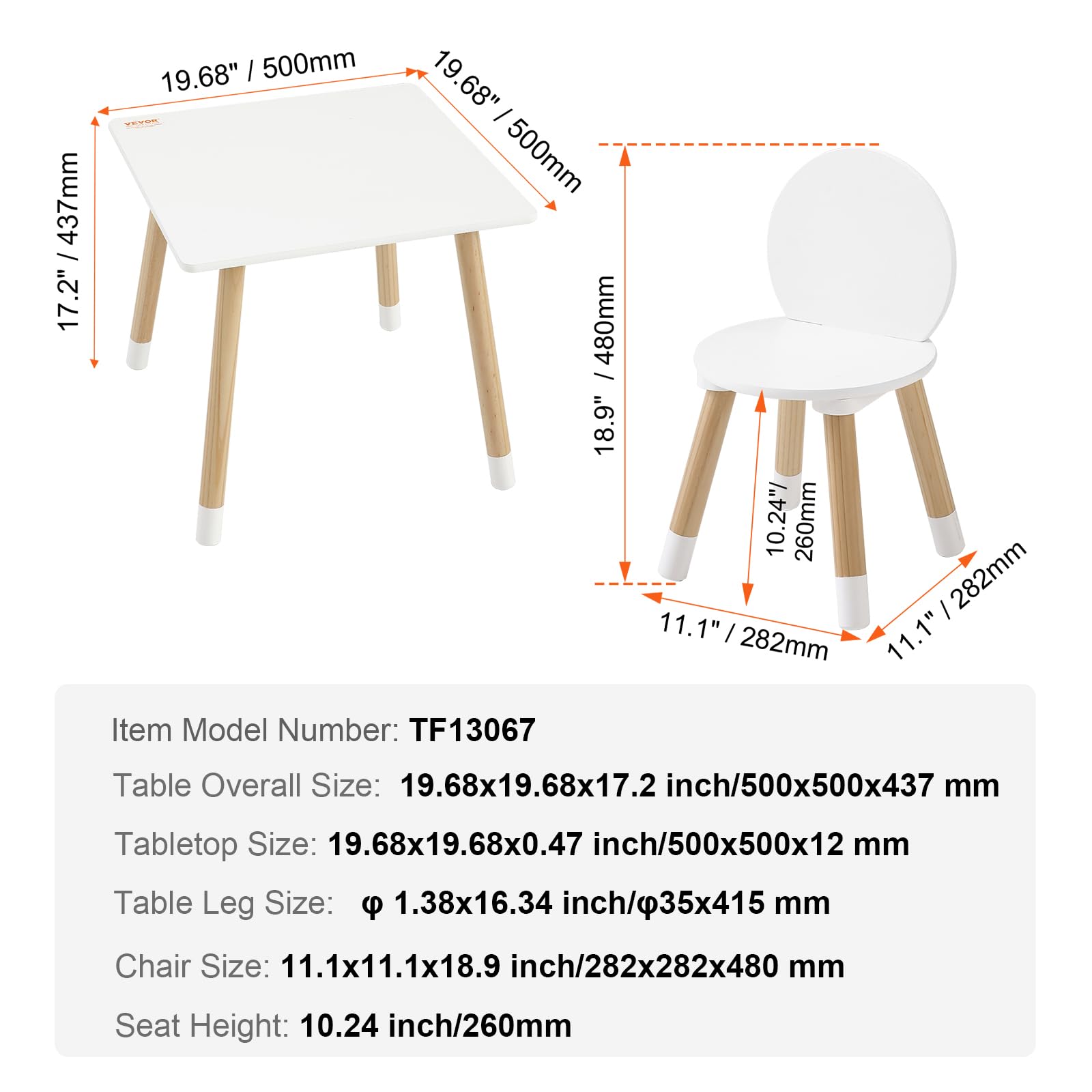 Kids Wooden Table and Chair Set