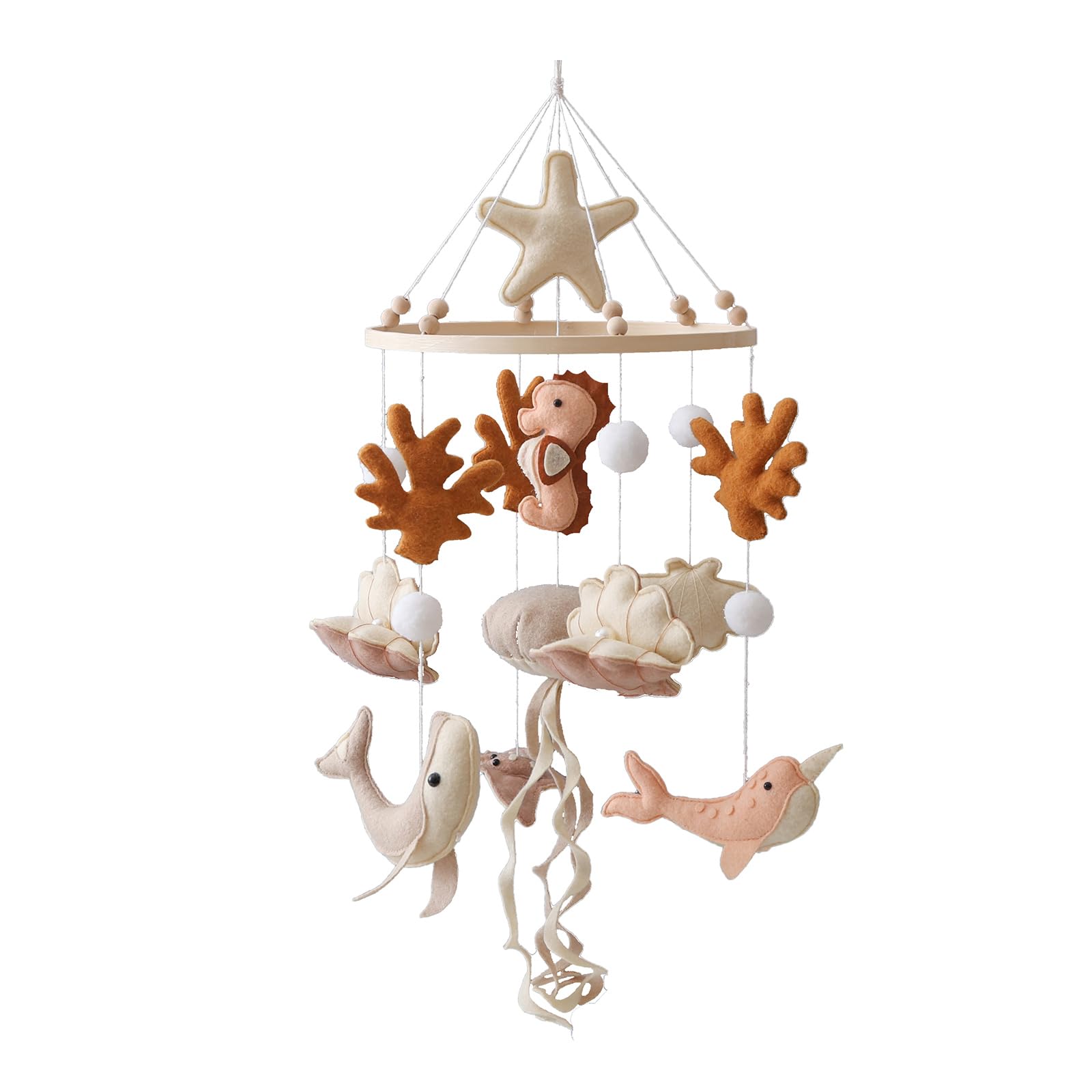 Ocean Nursery Mobile for Boys Girls Gender-Neutral Crib Mobile Seahorse Jellyfish Manta