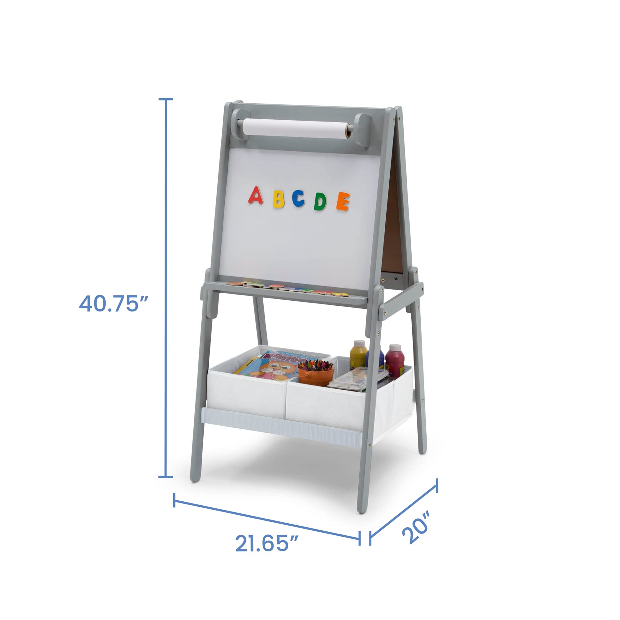 Double-Sided Art Easel with Storage and Paper Roll