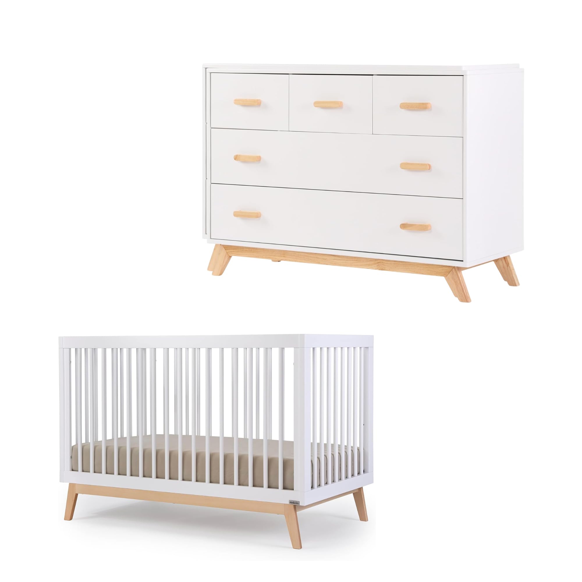 Soho 3-in-1 Convertible Crib & 5-Drawer Dresser Set – Solid Wood