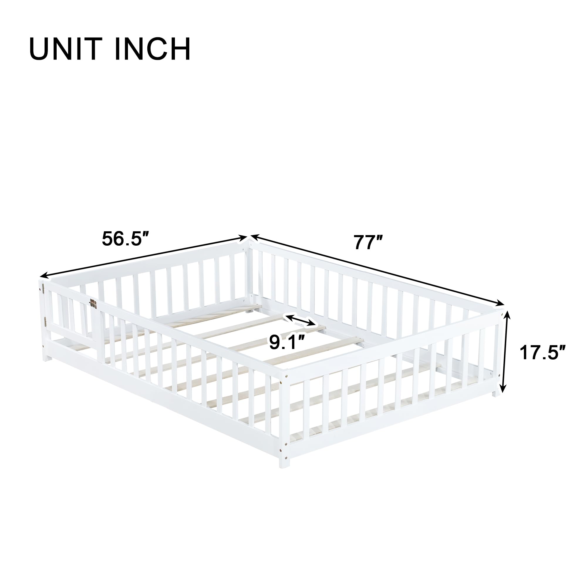 Full Size Montessori Floor Bed with Safety Fence