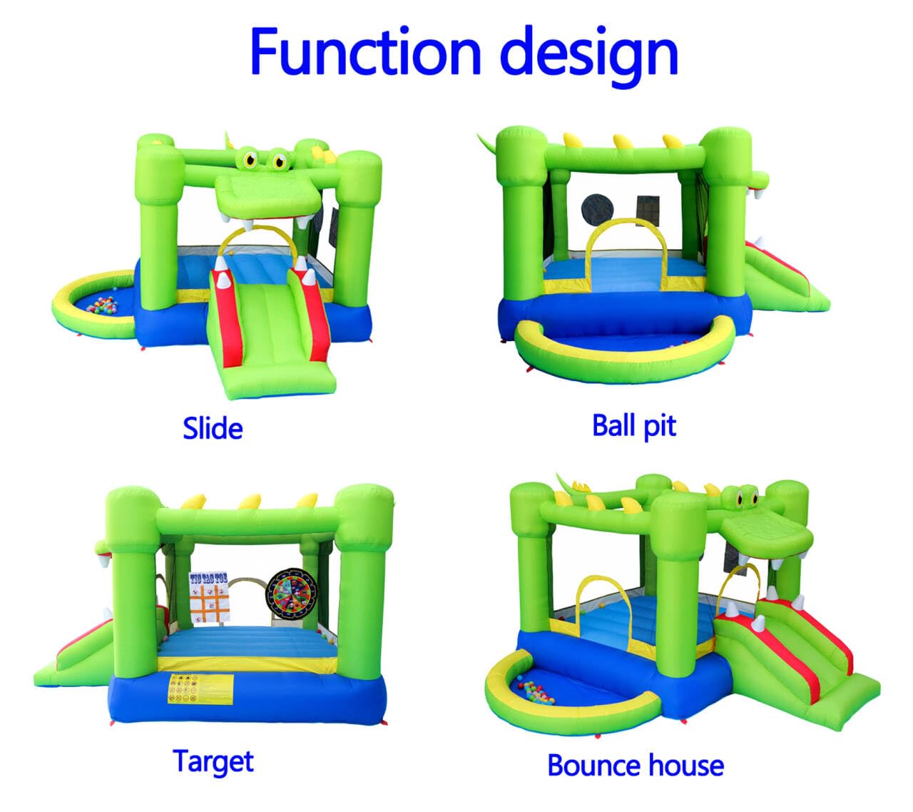 Dinosaur Inflatable Bounce House with Slide and Ball Pit