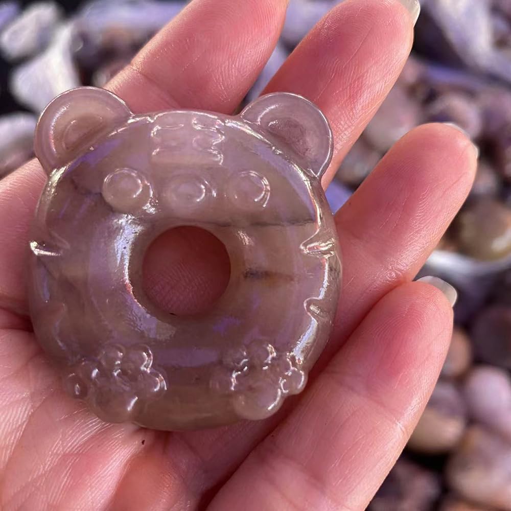 Natural Golden Silk Jade Purple cute Tiger Pendant Necklace (with Lanyard)