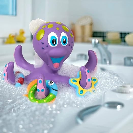 Floating Purple Octopus with 3 Hoopla Rings Interactive Bath Toy (Pack of 12)