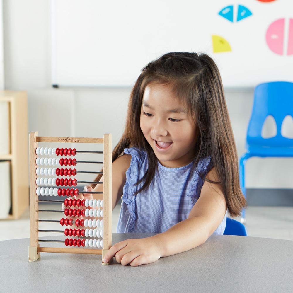 100 Bead Wooden Rekenrek, Abacus for Kids, Math Manipulatives Kindergarten