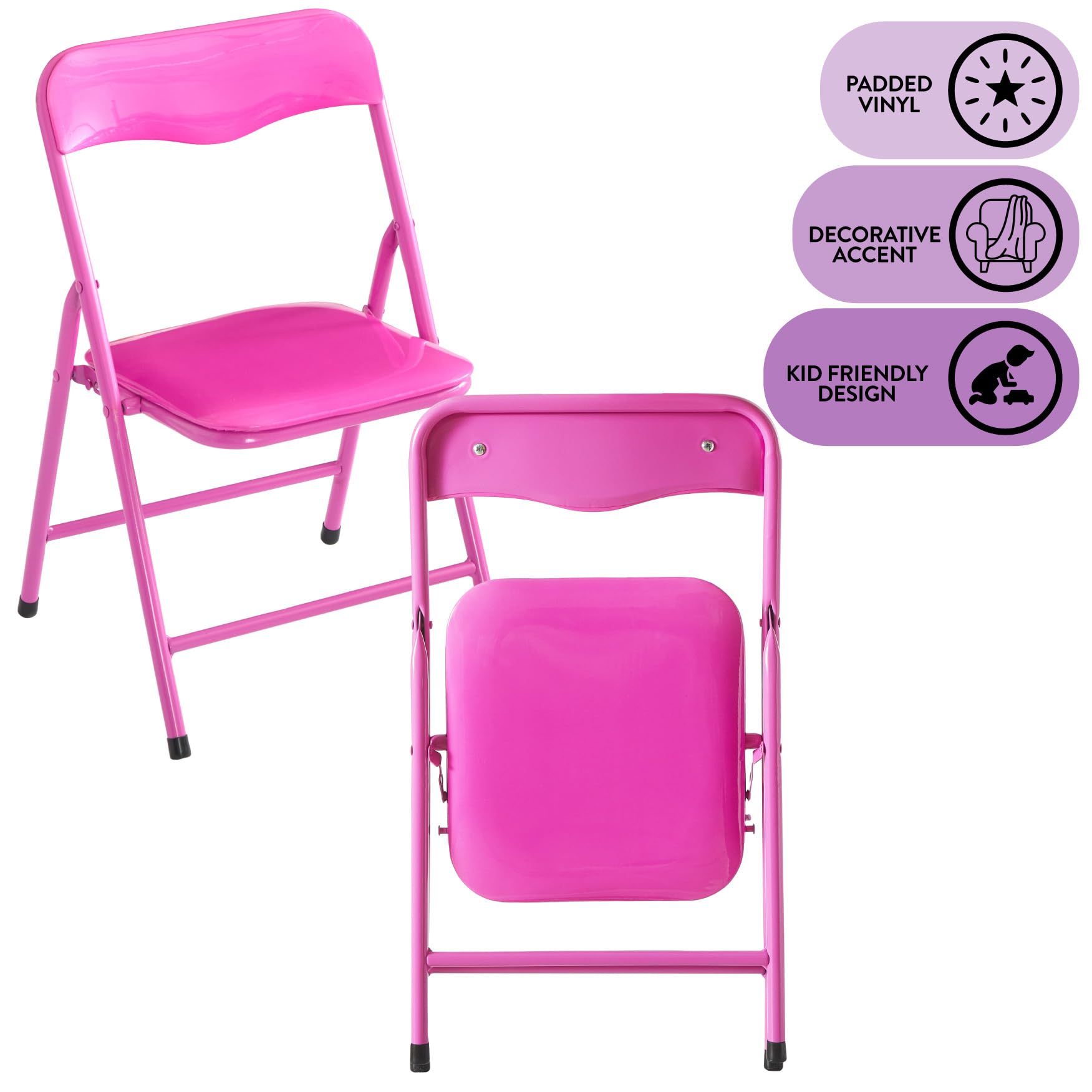 Kids Padded Folding Chairs Set of 2 Pink