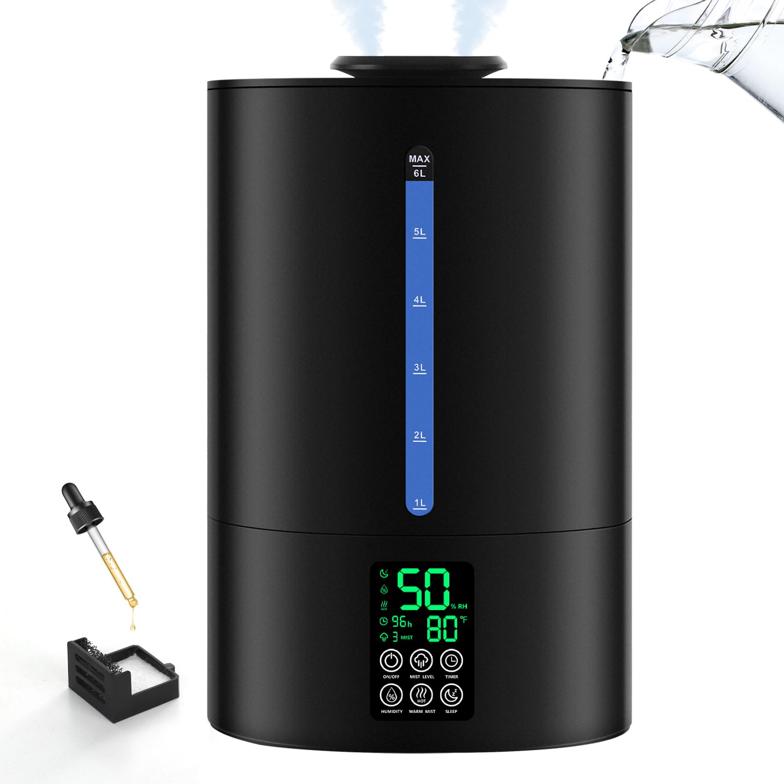 6L Humidifiers for Bedroom Large Room Home, Cool and Warm Humidifier for Plants