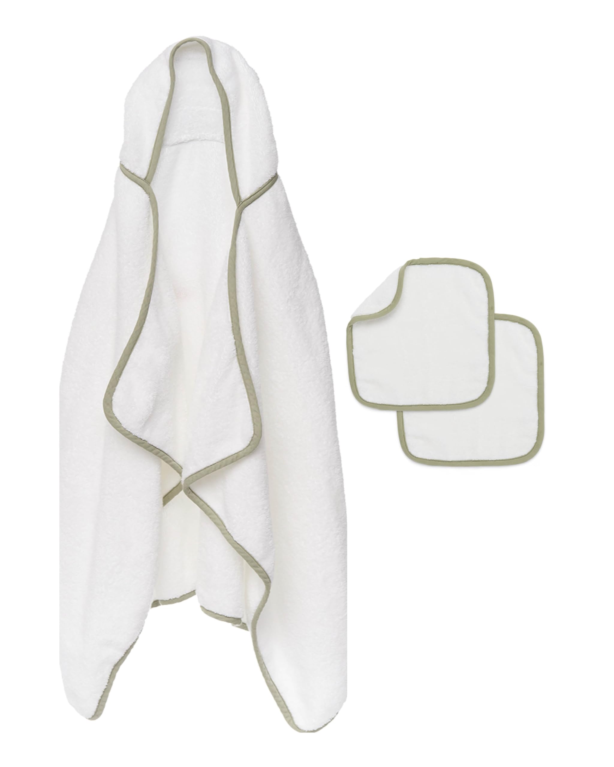 Hooded Towel & Washcloth Set, 100% Organic Cotton, Soft on