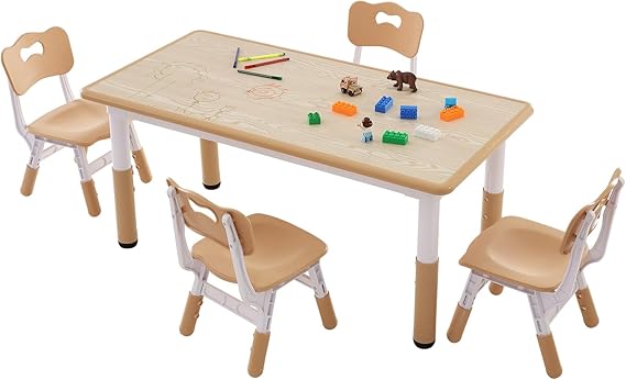 Kids Table and Chairs, Toddler Table and Chair Set, Children Wooden