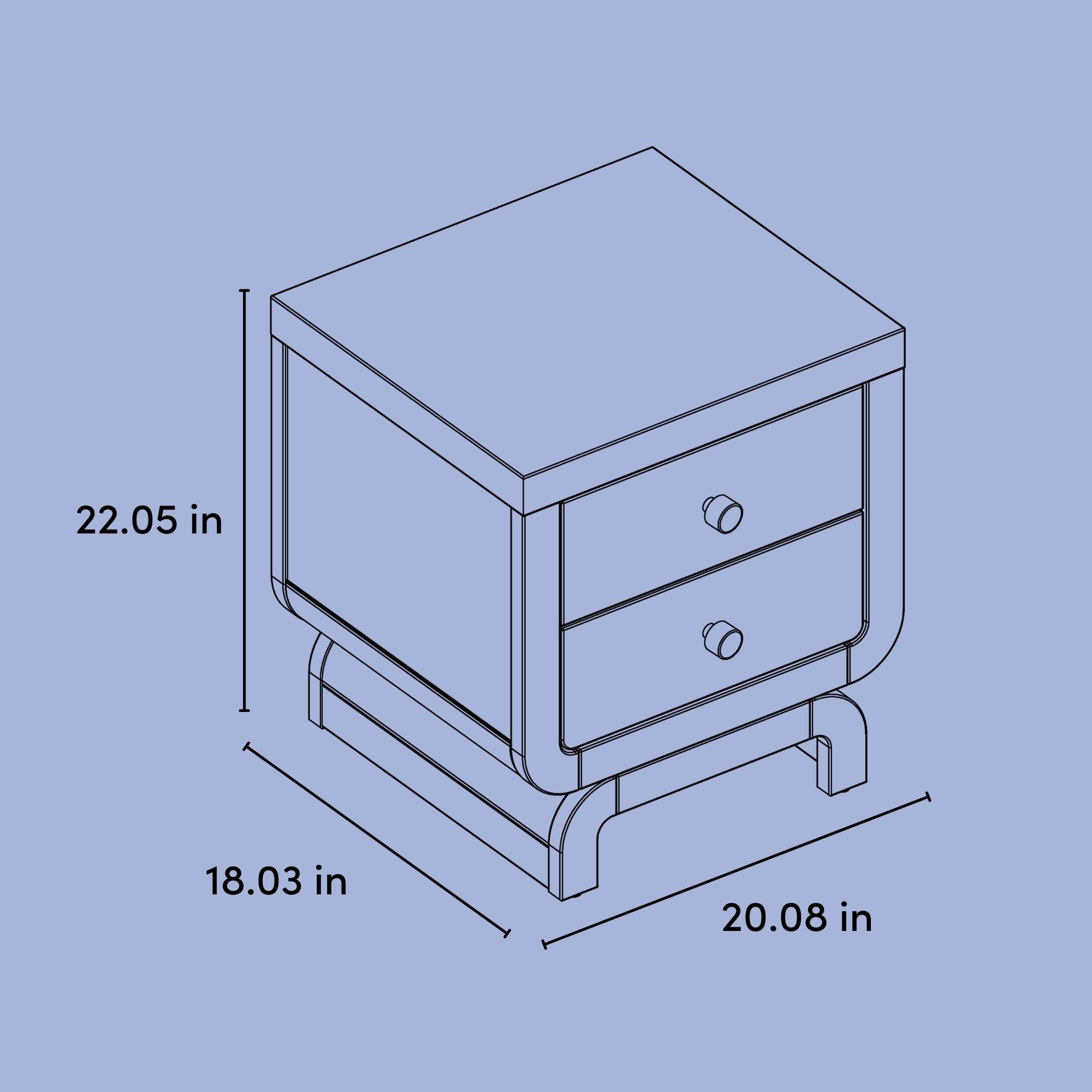 Storkcraft Santorini 2 Drawer Nightstand (White & Driftwood) - GREENGUARD Gold Certified Nightstand for Kids Bedroom, Premium Wood with Curved Base, “Champagne” Metal Knobs
