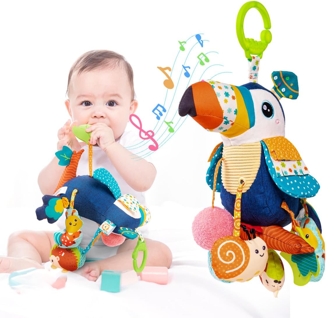 Musical Activity Pull String Hanging Toy for Baby Stroller Car Seat Crib Play Gym