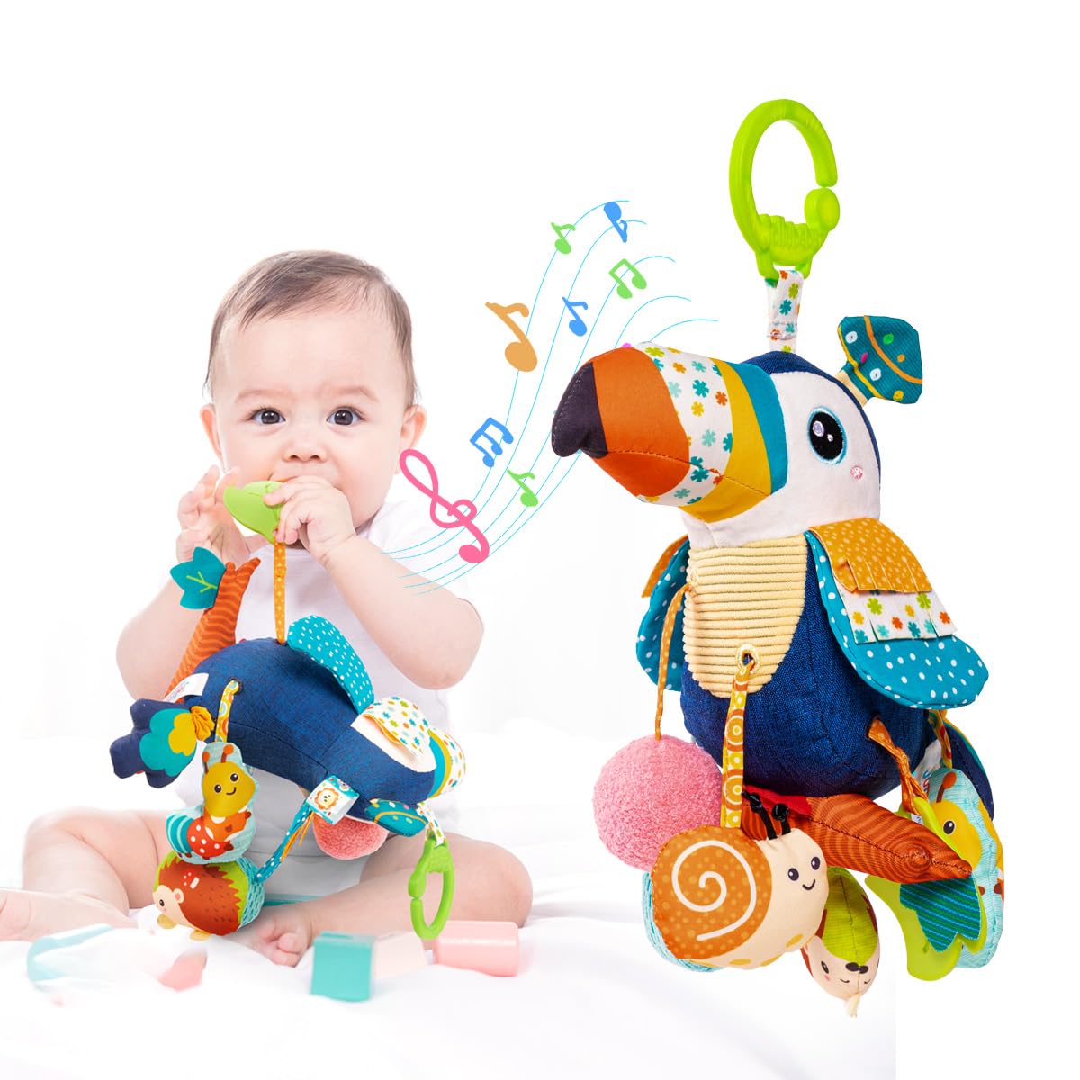 Musical Activity Pull String Hanging Toy for Baby Stroller Car Seat Crib Play Gym