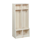 2-Section Coat Locker with Bench, Classroom Furniture, White Wash