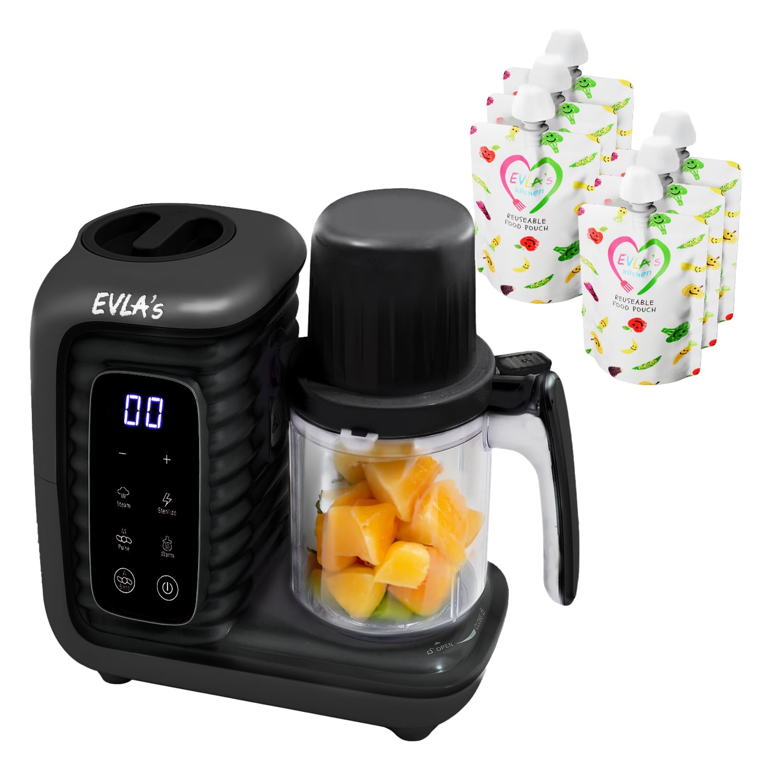 Double Baby Food Maker with 2 Steaming Baskets, Steamer, Blender, Grinder