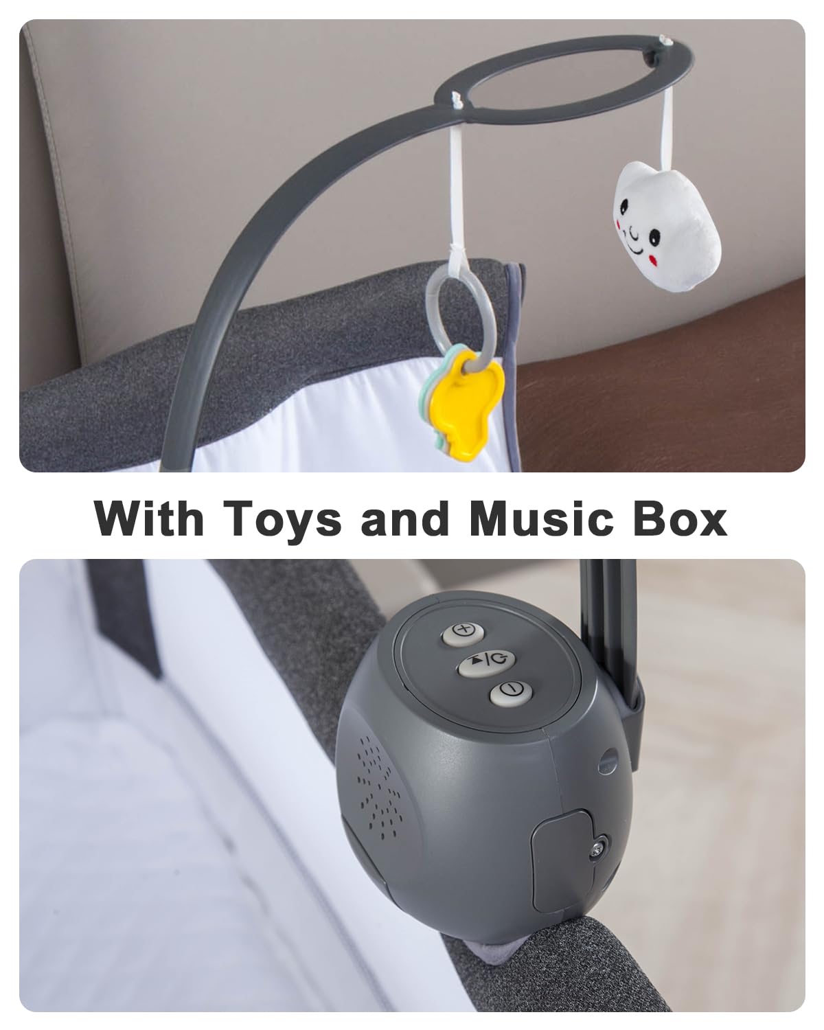Bedside Bassinet with Wheels and Music Box