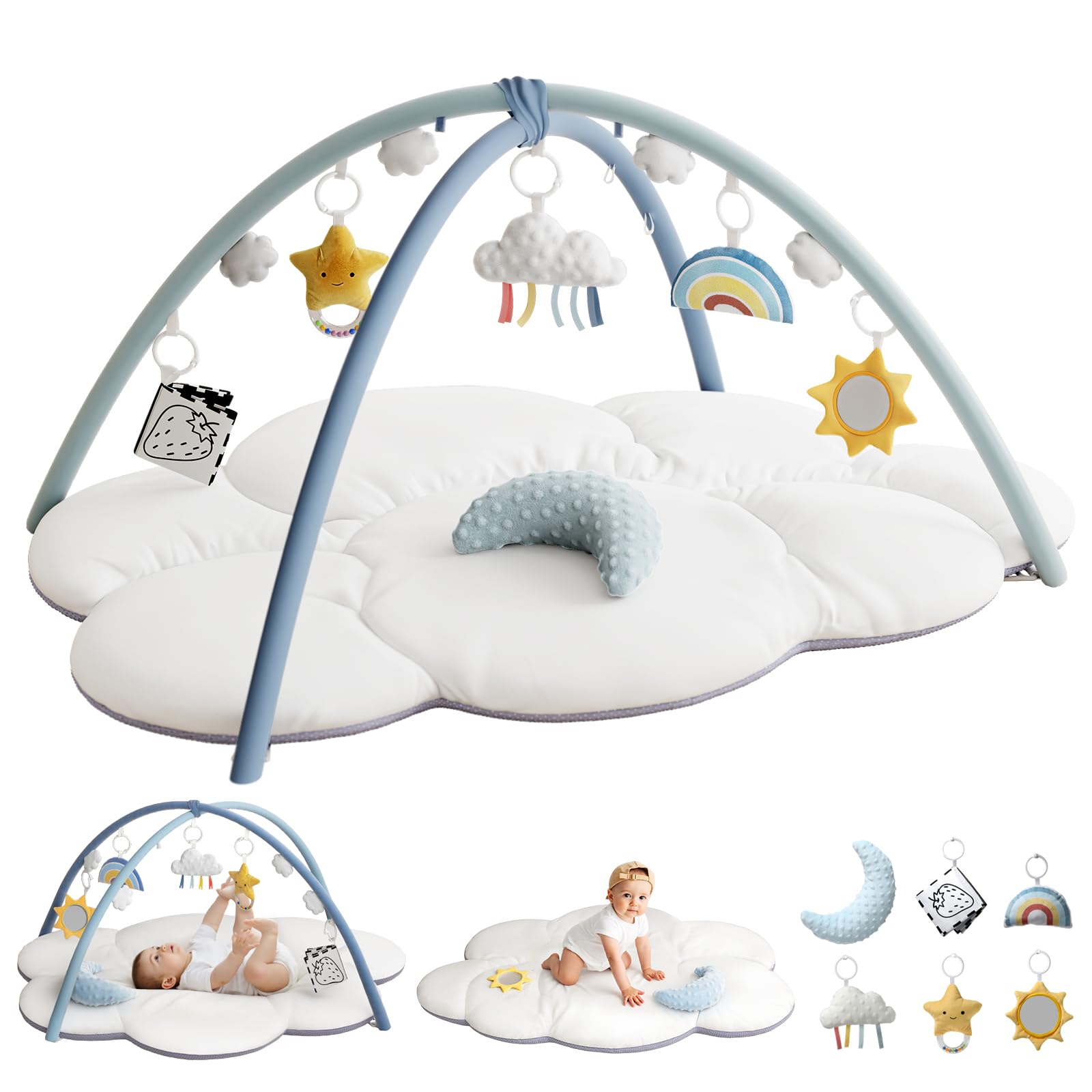 Oversized Baby Play Gym with Extra Thick Baby Play Mat – Cloud-Shaped Design