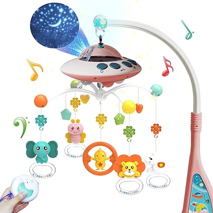 Baby Crib Mobile with Music and Lights, Mobile for Crib with Remote Control
