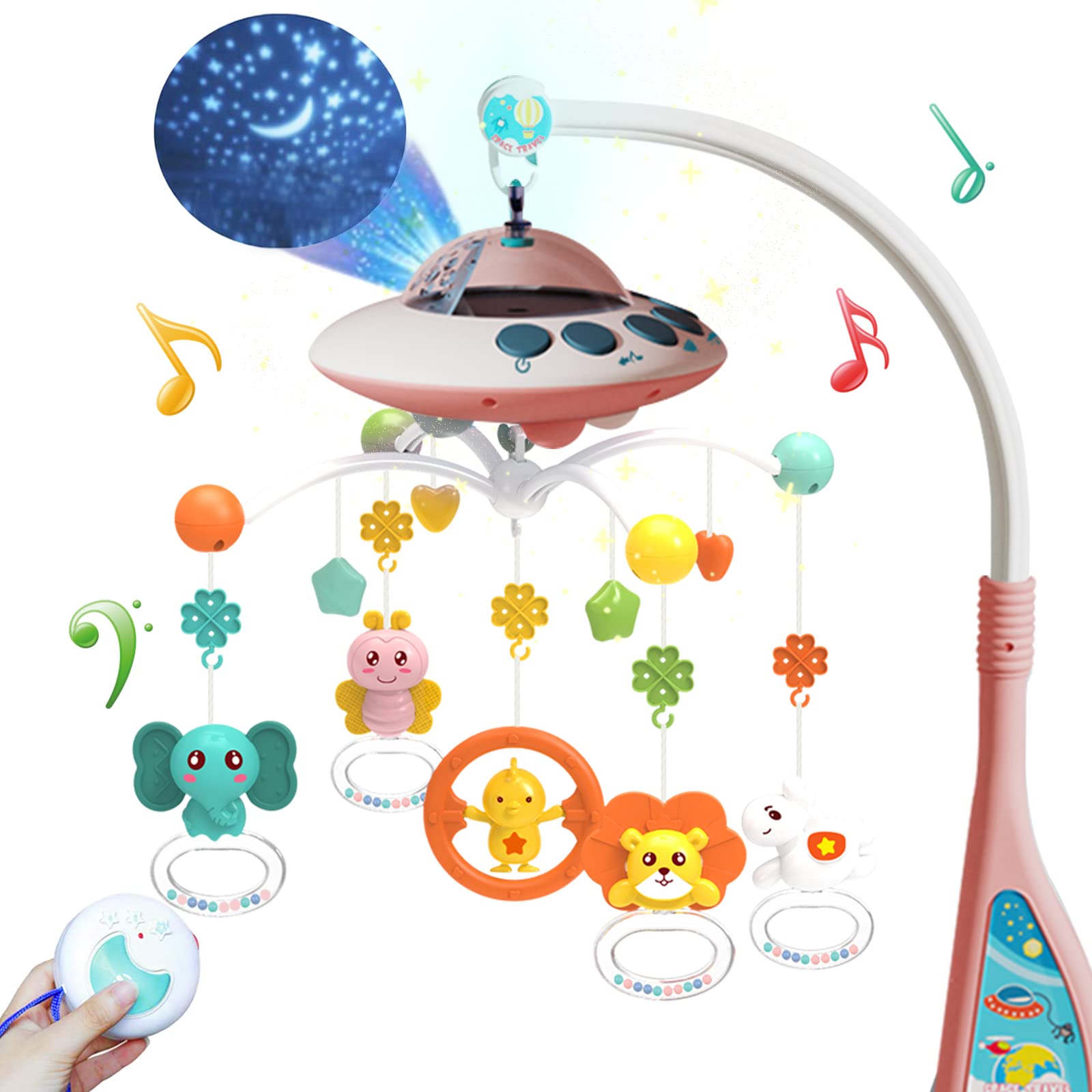 Baby Crib Mobile with Music and Lights, Mobile for Crib with Remote Control